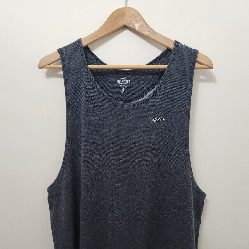 HOLLISTER Men's Round Neck Tank Top Wrinkle Resistant Size L